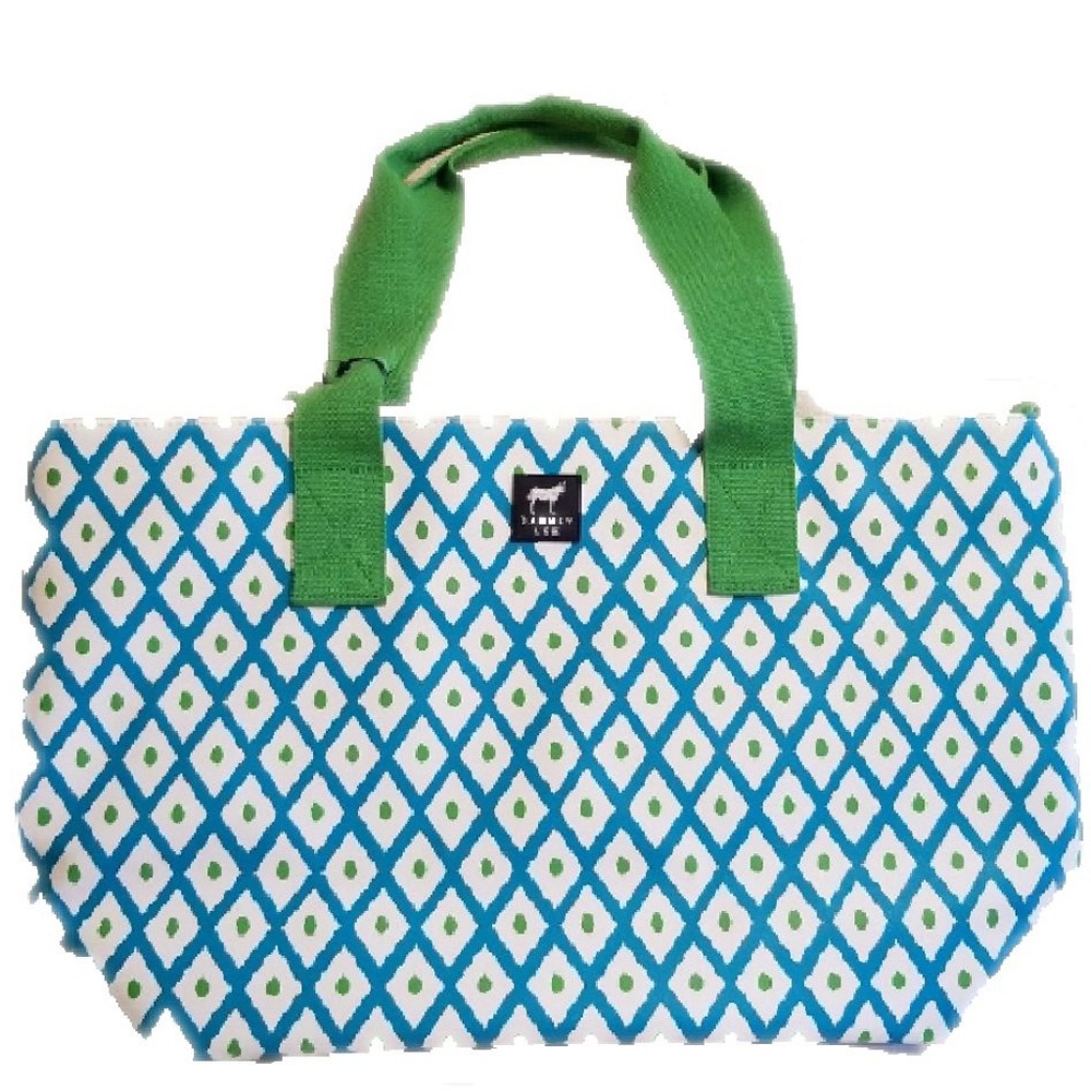 Dabney Lee Large Geometric Print Tote Green Blue - Picture 2 of 11